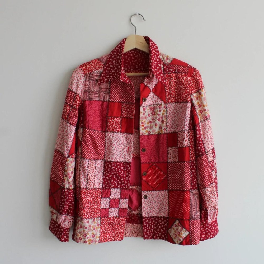 Vintage Handmade Patchwork Button-up Shirt